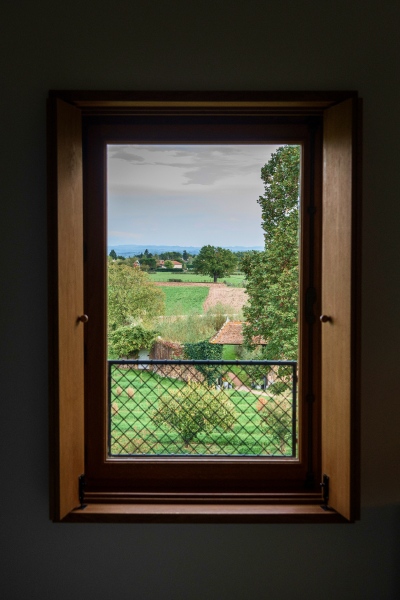 vue de l'hôtel Troisgros près de Roanne